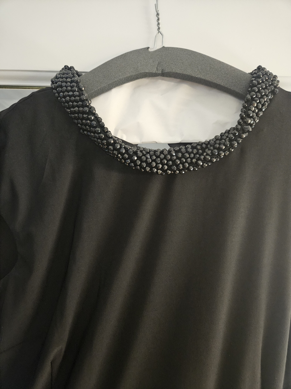 SLNY Black Bodice with Gunmetal High-Low Satin Skirt - Picture 6 of 7